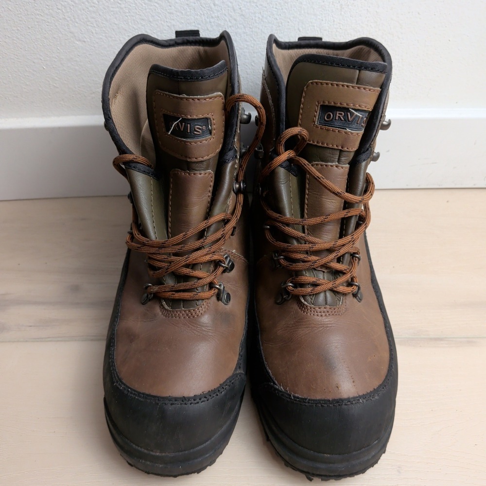 Orvis River Guard Wading Boots Mens 9 Brown Studded Vibram Sole Fly Fishing - Picture 4 of 8